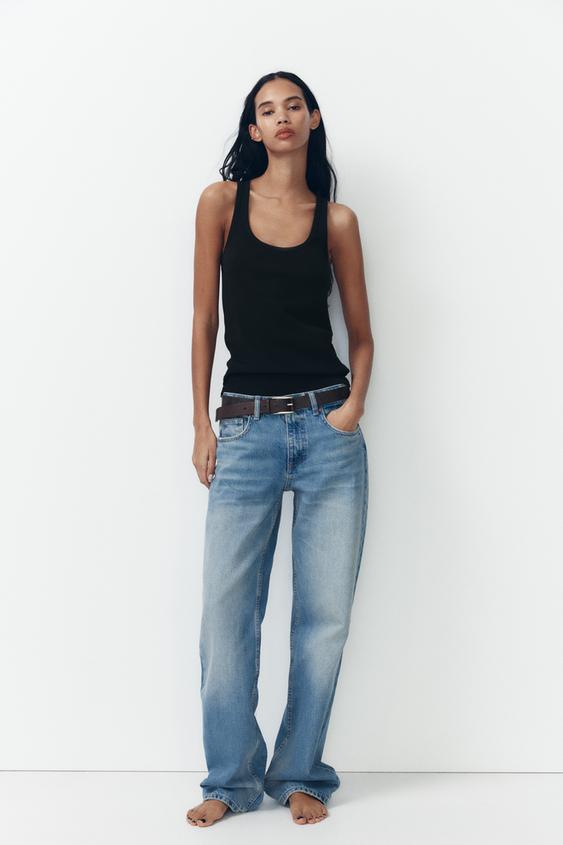 Mid Rise, Wide Leg Jeans