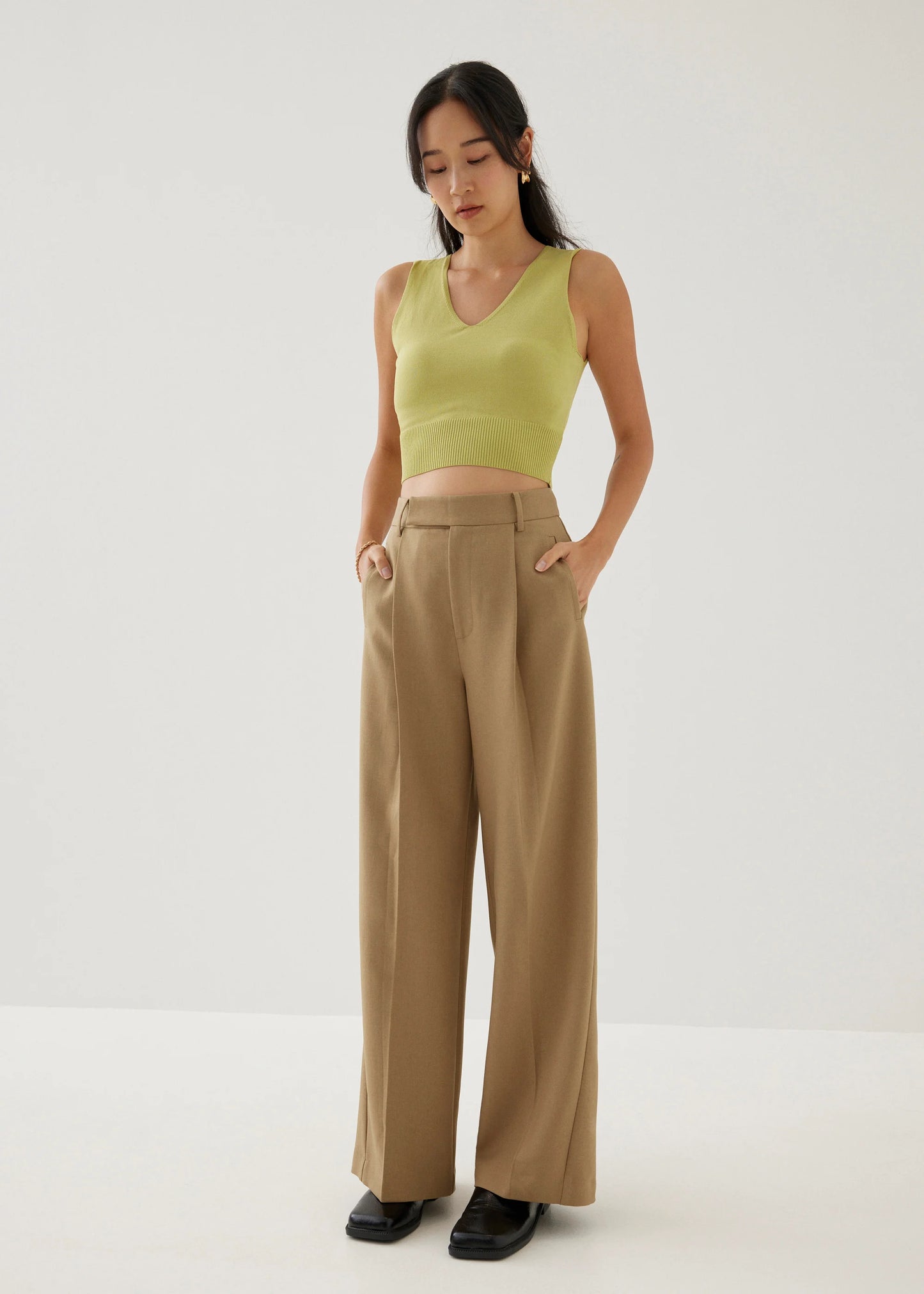 Rasha Mid Waist Tailored Straight Leg Pants