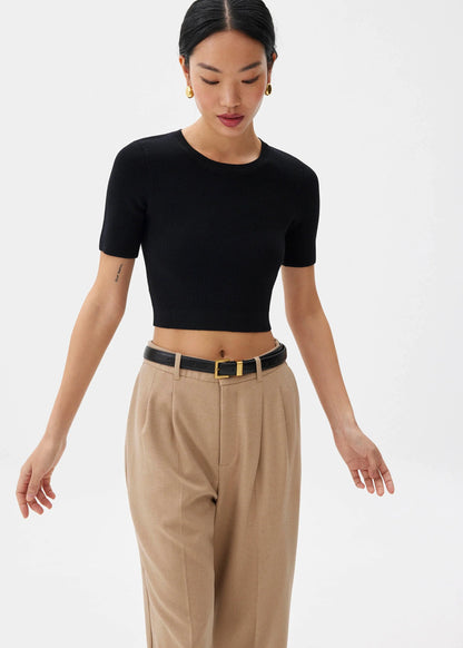 Kyle Knit Round Neck Crop Top