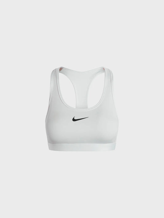 Swoosh Medium Support Padded Sports Bra (White)
