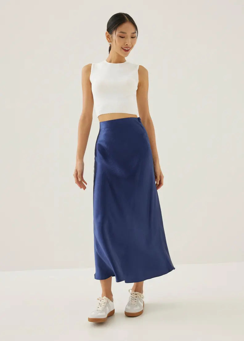Lyra Satin Bias Cut Midaxi Skirt